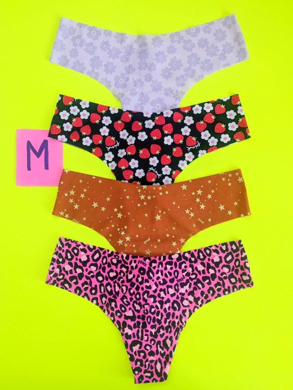 Victoria's Secret PINK Size M Seamless Thong Panty Bundle - 4 pairs